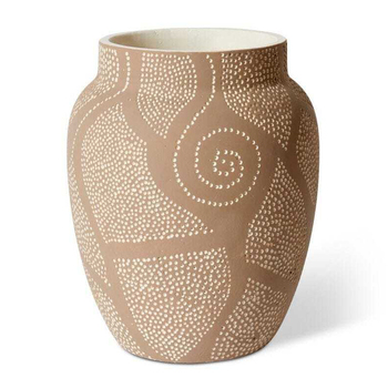 E Style Kamila 32cm Cement Plant Pot Decor Round - Brown