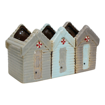 LVD Ceramic 3-Row Beach Houses 19cm Planter Pot Decor