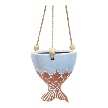 LVD Hanging Ceramic 14.5cm Fish Tail Planter Small - Blue