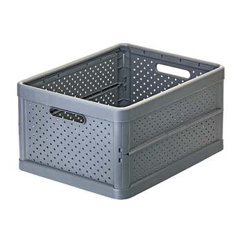 Vigar Compact 32L Foldable Plastic Crate Basket - Charcoal Black