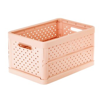 Vigar Compact 11.3L Plastic Foldable Crate - Peach Pink