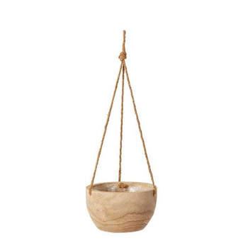 E Style Argus 60cm Paulownia Wood Hanging Plant Bowl Round - Natural