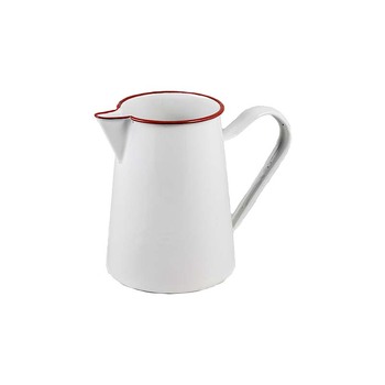 Urban Style Enamelware 1.5L Pitcher w/ Red Rim - Premium White