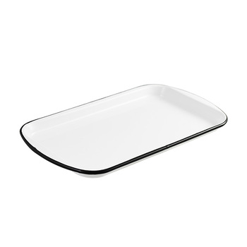 Urban Style Enamelware 32cm Porcelain w/ Black Rim Tray - White