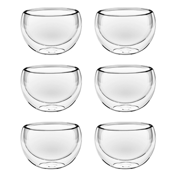 6pc Wilmax England Thermo Glass 120ml Double Wall Bowl - Clear