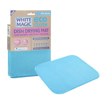 White Magic Dish Drying Mat Plate/Bowl Absorbent Pad - Sea Blue