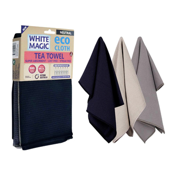 3pc White Magic 70x50cm Tea Towel Absorbent Cloth - Neutral