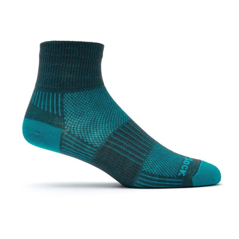 Wrightsock Coolmesh II Quarter Ash/TURQ Socks M AU 4-7.5 Men/6.5-9 Women