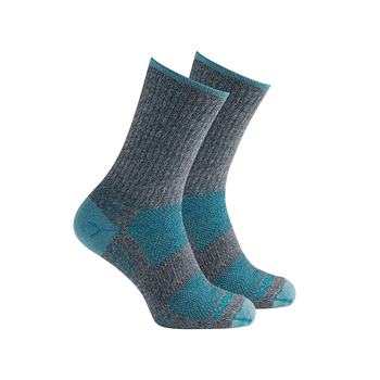 Wrightsock Silver Escape Crew Ash Twist/Turq Womens Socks S AU 4-6