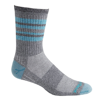 Wrightsock Escape Crew Turquoise Stripes Unisex Socks S AU 4-6 Womens