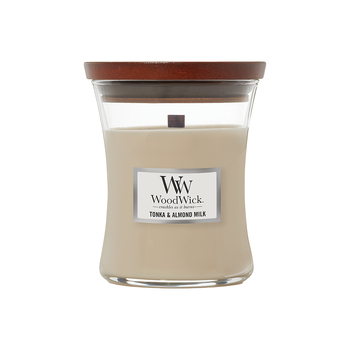 WoodWick Tonka & Almond Milk Scented Crafted Candle Glass Jar Wax Medium