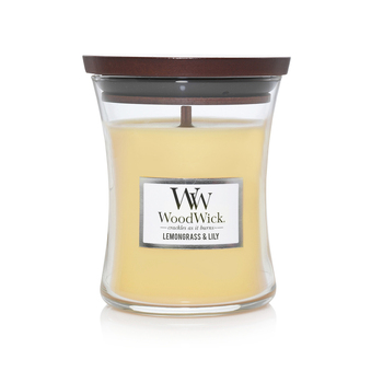 WoodWick 274g Scented Candle Lemongrass & Lily Medium - Yellow