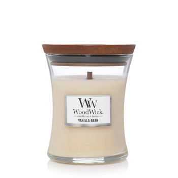 WoodWick Vanilla Bean Scented Crafted Candle Glass Jar Soy Wax Medium