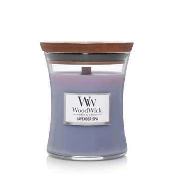 WoodWick Lavender Spa Scented Crafted Candle Glass Jar Soy Wax Medium