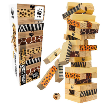 WWF Miombo Tumble Tower Kids/Children Fun Wooden Blocks Stacking Toy 3y+