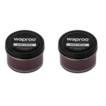 2PK Waproo Platinum Shoe All-in-One Polish/Shine Cream 50ml Brown