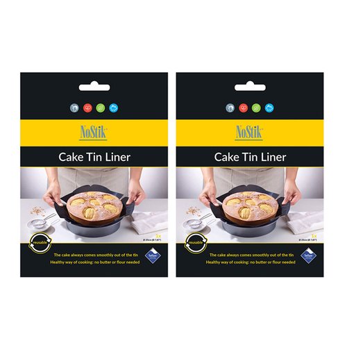 2x Nostik Reusable Non-Stick 20cm Round Cake Tin Liner - Black