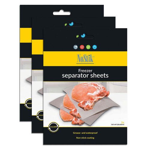 3x Nostik Reusable Non-Stick 102x20cm Freezer Separator Sheets - White