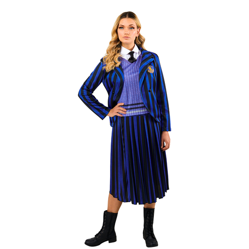 Wednesday Nevermore Blue Adult Academy Uniform Net Costume  Dress-Up Size S