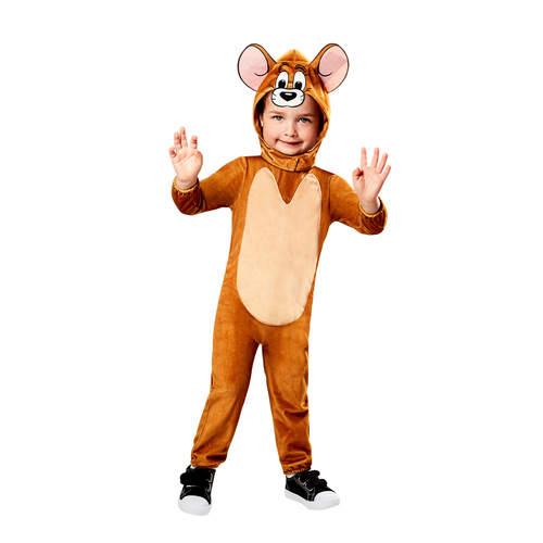 Tom & Jerry Costume Kids Jerry Jumpsuit w/ Headpiece Size 3-4y - Brown