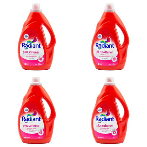 4PK Radiant Plus Softener Liquid Laundry Detergent 1.8L Spring Bloom