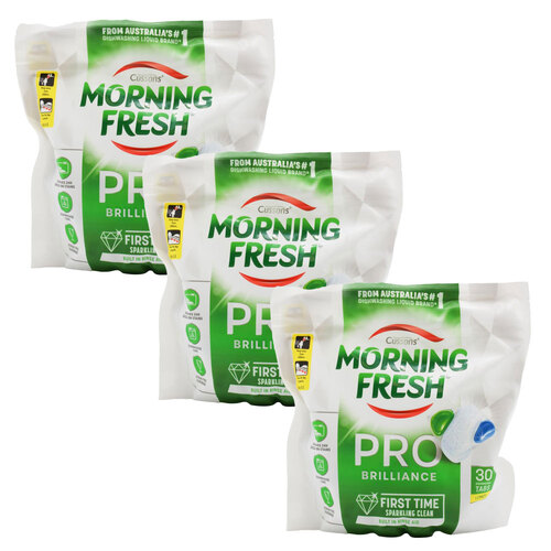 3x 30pc Morning Fresh Pro Brilliance Dishwasher Tablets Lemon