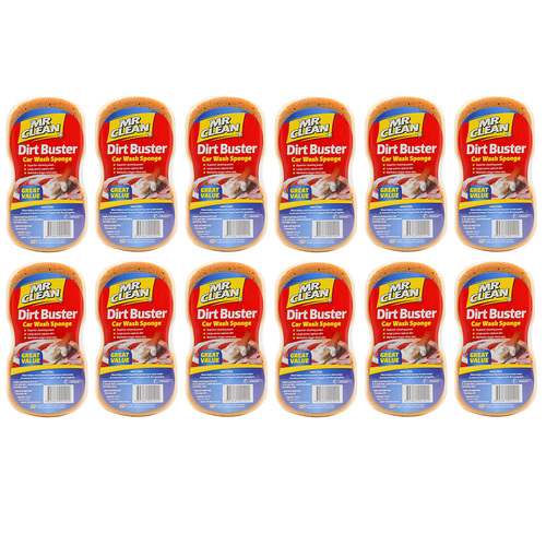 12PK Mr Clean Dirt Buster Multi Purpose Car/Auto Wash Sponge