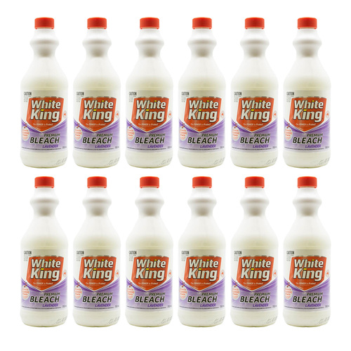 12PK White King Premium Household Bleach Cleaner 750ml - Lavender