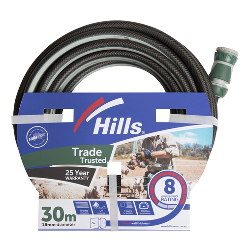 Hills Trade Trusted Garden Watering Hose 18mm X 30M Kink Resistant