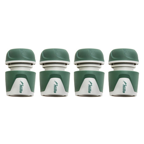 4PK Hills Hose Tap Adaptor Connector 12mm With Soft Grip Green/Grey