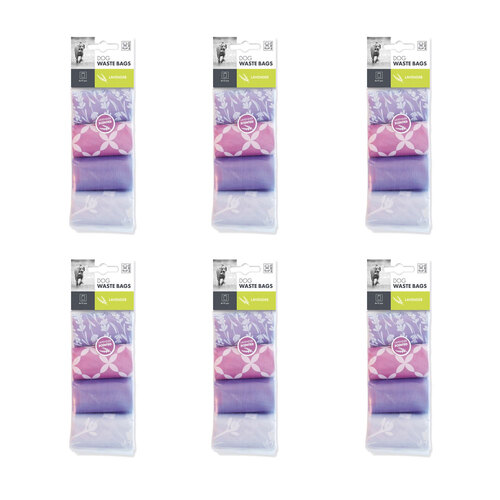 6x 4x15pc M-Pets Dog/Puppy Pet Waste Poop Disposal Bags Holder Scented Lavender