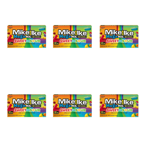 6PK Mike & Ike Mega Mix Sweet & Sour 120g Theatre Box