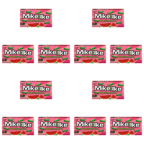 12PK Mike & Ike Sour Watermelon Chewy Candy 120g Theatre Boxes