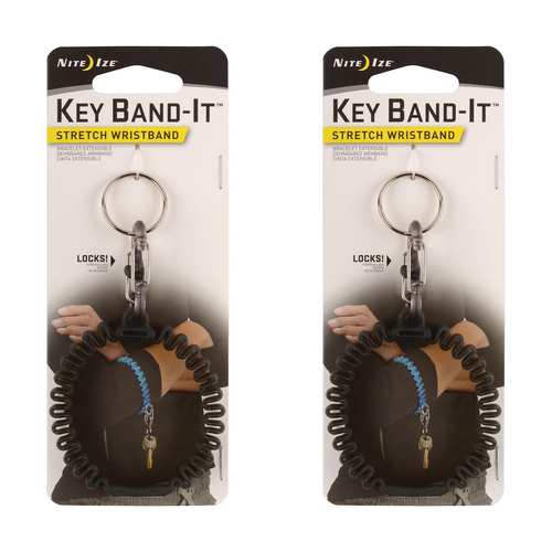 2PK Nite Ize Key Band-It Stretch Wristband Keyholder Smoke 6.5cm