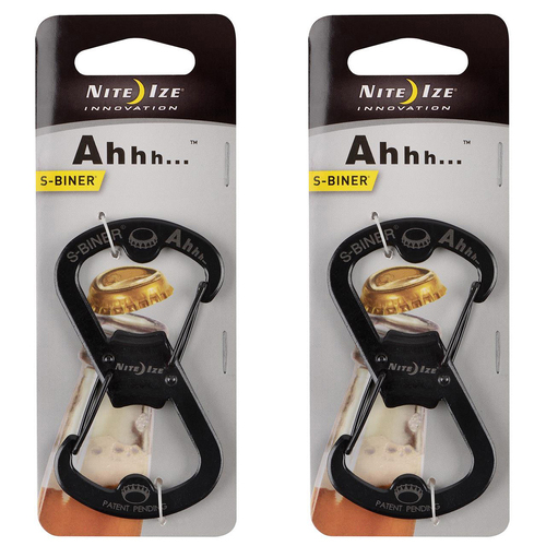 2PK Nite Ize Ahhh... 8cm S-Biner Carabiner/Bottle Opener - Black