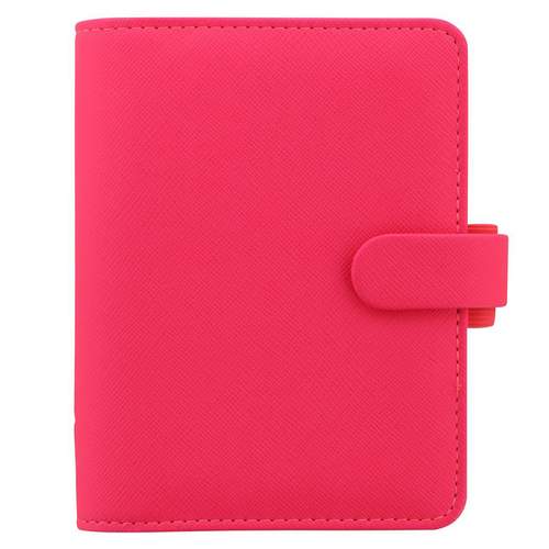 Filofax Saffiano Pocket Organiser Faux Leather Fluro Pink