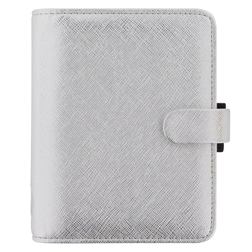 Filofax Saffiano Pocket Organiser Faux Leather Metallic Silver