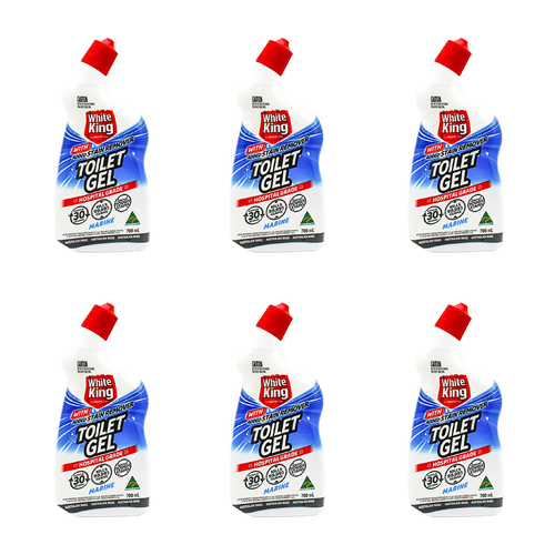 6PK White King Toilet Gel Hospital Grade Cleaner 700ml - Marine