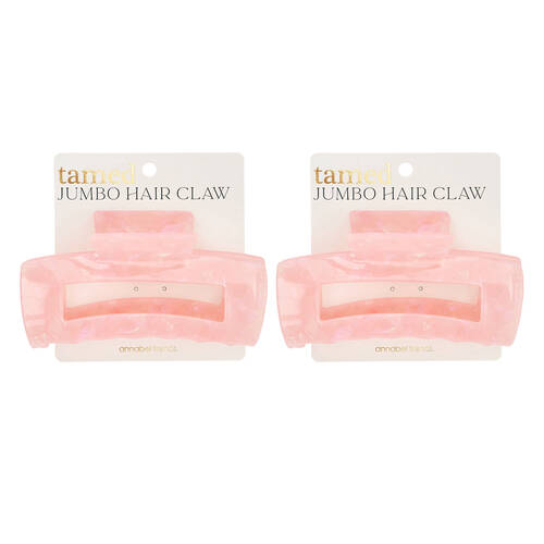 2PK Annabel Trends Tamed Hair Claw Jumbo Women's Accessory 12cm - Pink