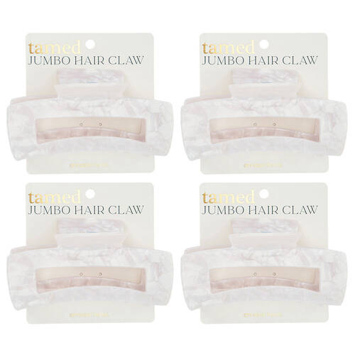 4PK Annabel Trends Tamed Hair Claw Jumbo Womens Accessory 12cm - Pearl