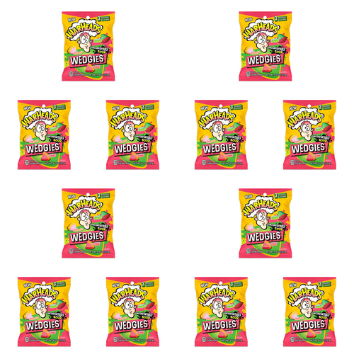 12PK Warheads Wedgies Assorted Flavour Sour Chewy Candy Bag 127g