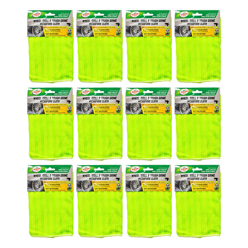 12PK Turtle Wax Wheel Grill & Tough Grime Microfibre Cloth - Green