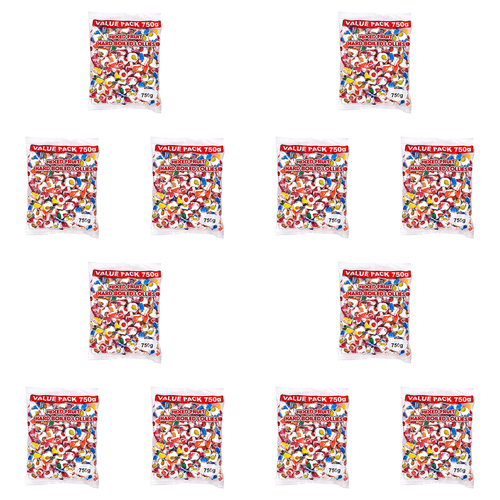 12PK Hard Boiled Assorted Mixed Fruit Flavour Lollies 250g