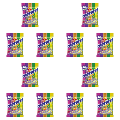 12PK Mentos Assorted Fruit Flavour Mini Candy Bag 20g - Rainbow