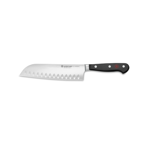 Wusthof Classic Stainless Steel Santoku Knife w/ Hollow Edge 17cm Blade BLK