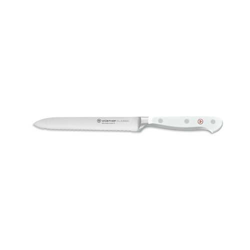 Wusthof Classic Stainless Steel Serrated Utility Knife 14cm Blade - White