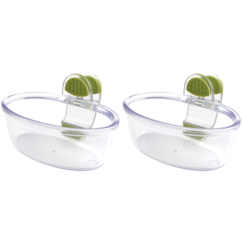 2PK Dexas KlipKup 18cm Plastic 2-Cup Serving Dip Container - Clear Green