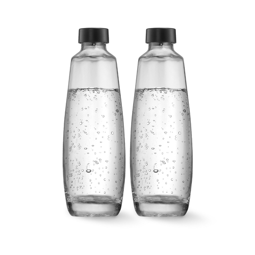 2pc SodaStream 1L Duo Glass Carafes Carbonating Bottles Twin Pack