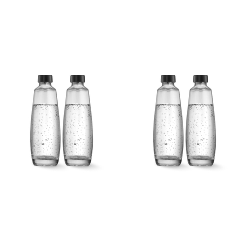 4pc SodaStream 1L Duo Glass Carafes Carbonating Bottles Twin Pack