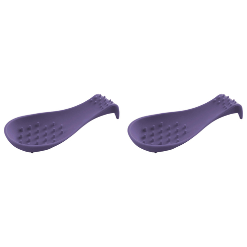 2PK Dexas Silicone Spoon Rest Cooking Utensil Holder - Purple